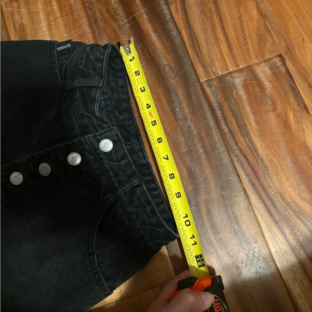 Vintage Bongo Black High Rise Button Fly Jeans Y2K 90s Straight Leg Denim (1134)